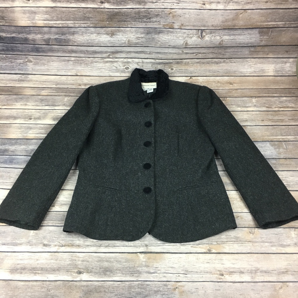 Fundamental Things Blazer Gray 100% Wool Womens 14